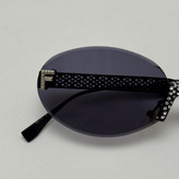 عینک آفتابی زنانه فندی Fendi فریم لس بیضی مدل Oval Frame Diamond Style نگین کاری شده کیفیت مستر تمام مشکی