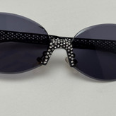 عینک آفتابی زنانه فندی Fendi فریم لس بیضی مدل Oval Frame Diamond Style نگین کاری شده کیفیت مستر تمام مشکی