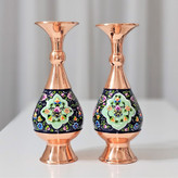 گلدان مس و پرداز ارتفاع 20 سانتی مجموعه دو عددی
