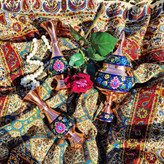 ست گلدان 16 و شکلات خوری پایه دار 20 مس و پرداز