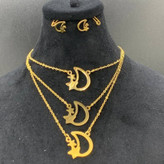نیم ست گردنبند سه لاین و گوشواره زنانه مینیمال طرح اینفینیتی رنگ کاملا ثابت کد zel (پس کرایه)