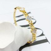 دستبند زنانه طرح ونکلیف VanCleef و کارتیه Cartier نگین کاری شده فری سایز freesize رنگ ثابت کد zmp (پس کرایه)