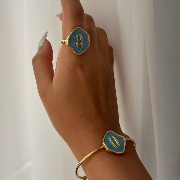 نیم ست دستبند و انگشتر میناکاری تنوع طرح رنگ ثابت کد sm (پس کرایه)