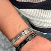 دستبند استیل مردانه طرح رولکس Rolex پهن رنگ ثابت کد sm (پس کرایه)
