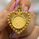 گردنبند و آویز پلاک مشابه طلا زنانه طرح شاه پهلوی قلبی رنگ ثابت کد gy (پس کرایه)