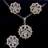 نیم ست گردنبند و گوشواره و انگشتر طرح جواهری نگین دار زنانه تنوع طرح رنگ ثابت کد ki (پس کرایه)