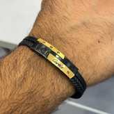 دستبند چرمی قفل و پلاک استیل مردانه مونت بلنک Montblanc کیفیت چرم عالی تنوع طرح رنگ ثابت کدbn (پس کرایه)