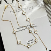 نیم ست گردنبند و دستبند استیل زنانه طرح گل ونکلیف Vancleef نگین رنگی طلایی و نقره رنگبندی کامل رنگ ثابت کد sm (پس کرایه)