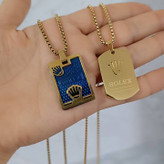 زنجیر و آویز پلاک استیل مردانه رولکس Rolex رنگ ثابت تنوع طرح و رنگ کدgy