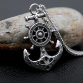 گردنبند و پلاک آویز استیل لنگر نردبان بزرگ و سُکّان رنگ ثابت کد ar
