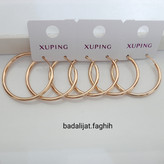 گوشواره ژوپینگ حلقه ای کاملا رنگ ثابت قطر 3 سانت با آبکاری طلا ورق بزنید لطفا