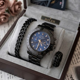 ست ساعت کامل مردانه مشکی مارک رولکس Rolex بهمراه دستبند و حلقه طرح رولکس ارسال رایگان