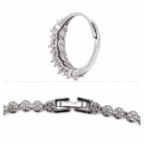 نیم ست زنانه مدل جواهری KYSER023 استیل با روکش طلا و کریستال اتریشی