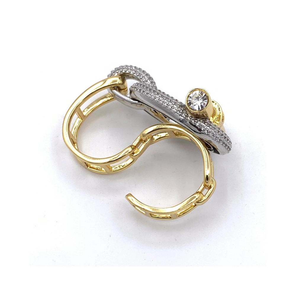 انگشتر زنانه مدل جواهری KYHER02 استیل با آبکاری طلا و نگین کریستالی