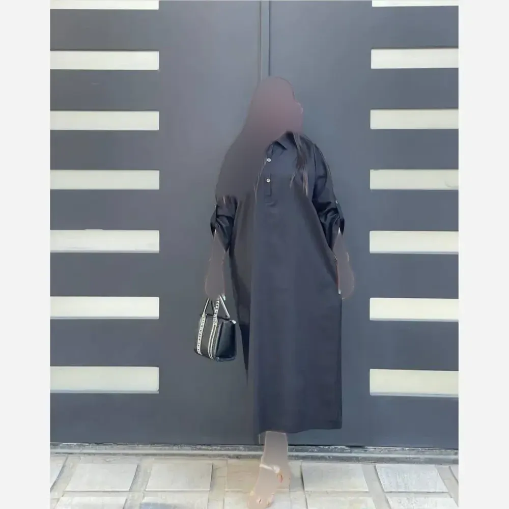 کفتان زنانه لینن کش آریانا رنگ مشکی سایز فری 38 تا 48