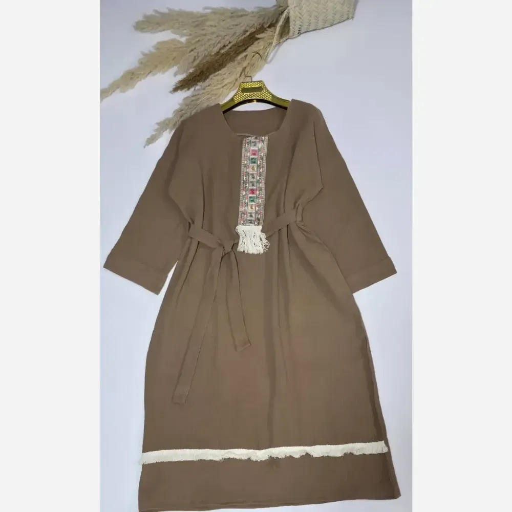 کفتان زنانه نوار کنفی جنس موسلین دبل فیس خارجی فری سایز (3)
