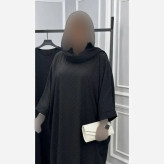 عبا زنانه مدل عبایی نگین دار جنس الیزه رنگ مشکی فری سایز