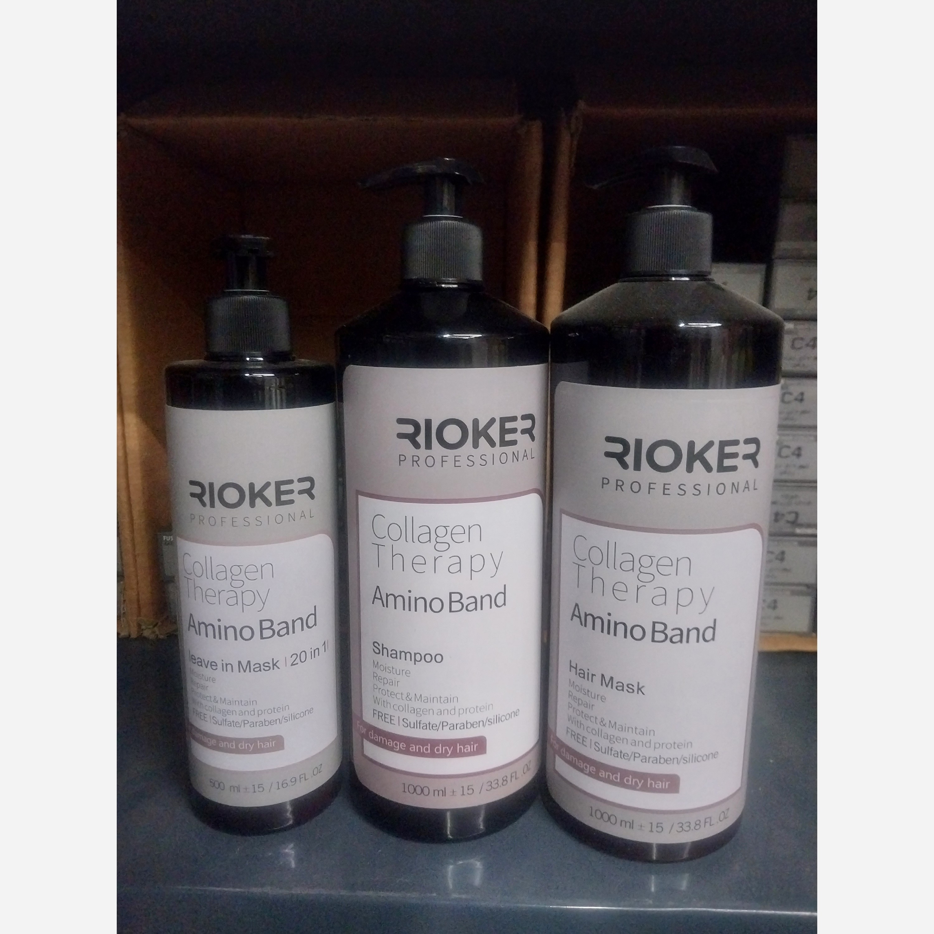 پک کامل مراقبتی مو سری مناسب موهای خشک و آسیب دیده از برند ریکور مدل کلاژن تراپی و آمینو باند