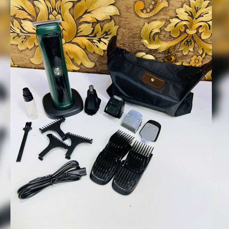 ست ماشین اصلاح اقایون سیلور کرست برند آلمان شارژی و بی سیم 5 کاره(ماشین اصلاح-خطزن-شیور-موزن گوش و بینی -خط زن کوچک)
