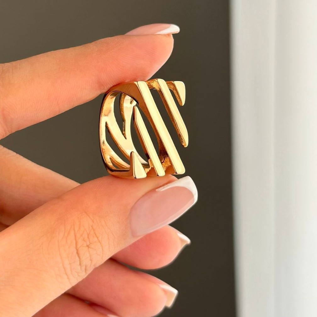 انگشتر زنانه طرح خطی نمادار ژوپینگ