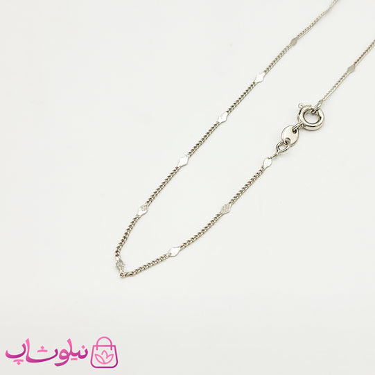 زنجیر زنانه ژوپینگ رنگ نقره ای 45 سانت کد 4391