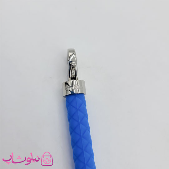 دستبند امگا رابر آبی با قفل نقره ای مردانه زنانه کیفیت مستر کد 1100