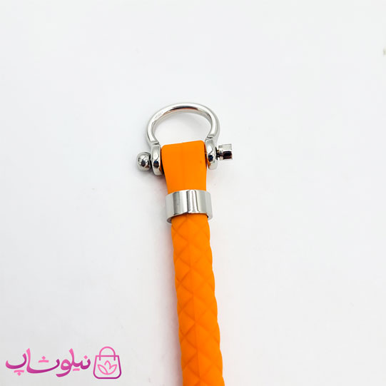 دستبند امگا رابر نارنجی قفل نقره ای مردانه زنانه کیفیت مستر کد 1100