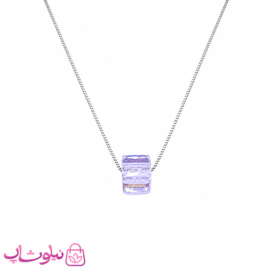 گردنبند زنانه نقره سواروسکی با کریستال بنفش ظریف کد 1700