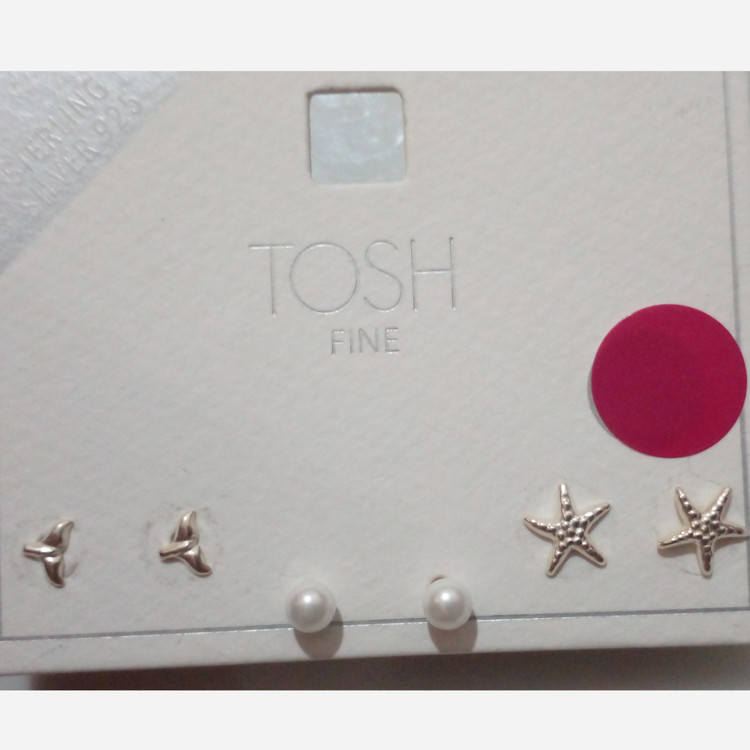 پک گوشواره میخی دریایی با حک عیار 925 از برند tosh