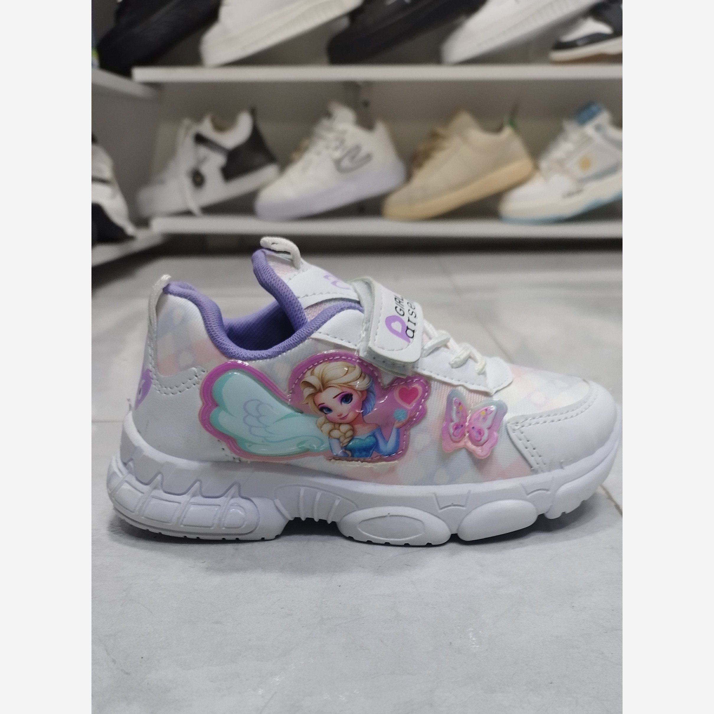 کتونی بچگانه السا چراغدار کتونی دخترانه سفیدیاسی
