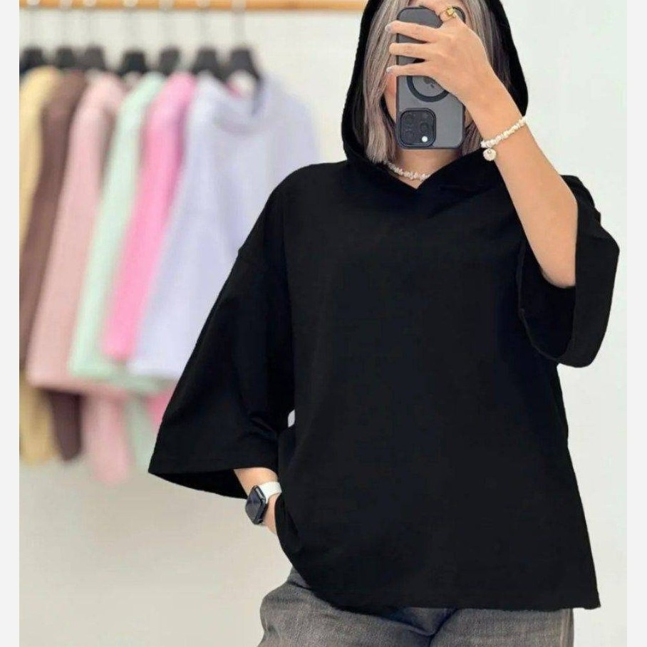 تیشرت باکسی کلاهدار