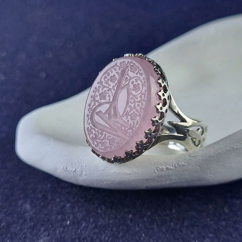 انگشتر نقره عقیق مردانه مدل سرنیزه طرح حکاکی علی کد 3810