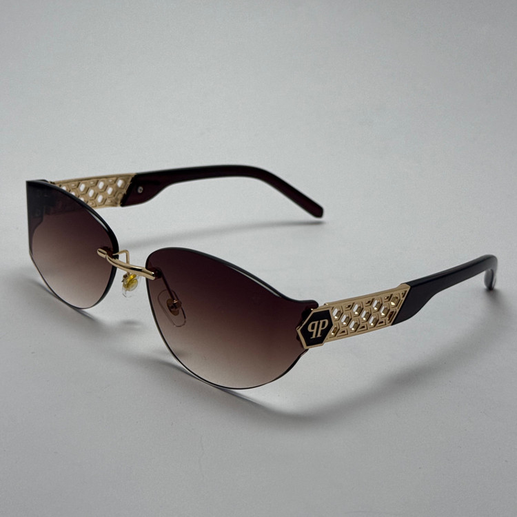 عینک آفتابی فیلیپ پلین Philip Plein مدل Luxury Shield فریم لس قهوه ای - لنز UV400 (ارسال رایگان)