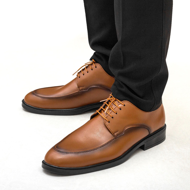 کفش مجلسی مردانه مدل قاپاق دار بندی رنگ عسلی