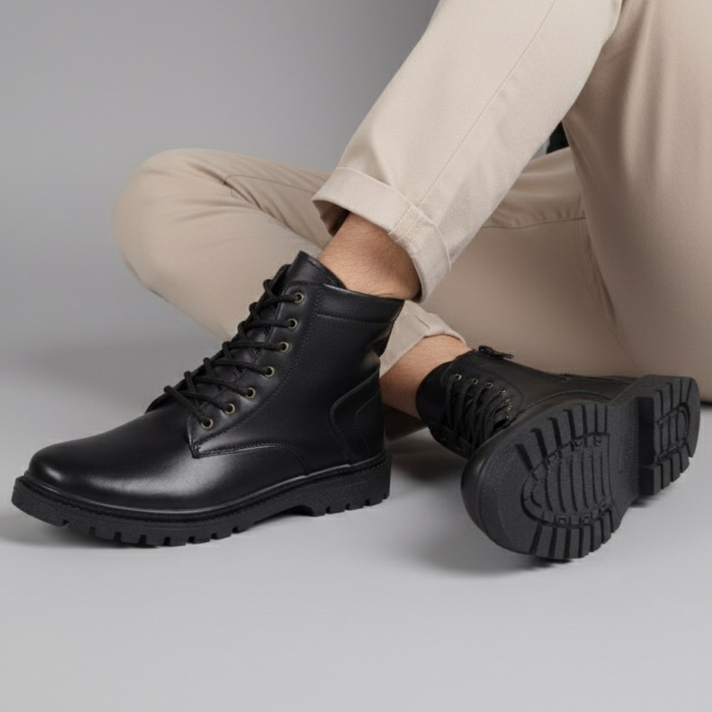 نیم بوت مردانه زیپی مدل برشکا رنگ مشکی دور دوخت پرفرووش (پس کرایه)