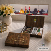 بسته فرهنگی سوغات کربلا شش قطعه سنگ حرم امام حسین قاب فرش حرم حضرت عباس عطر تسبیح و آب سرداب حرم حضرت عباس